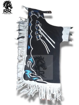Bull Riding Pro Rodeo Chaps western Brown Leather Bronc Show Adult chap fringes