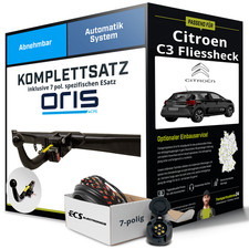 Für CITROEN C3 Fliessheck III SX Anhängerkupplung abnehmbar +eSatz 7pol 16- Kit