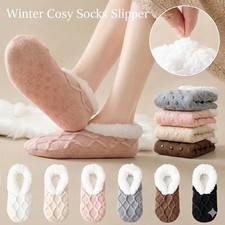 Warm Fluffy Winter Slipper Socks Non Slip Fleece Lined Women Men UK