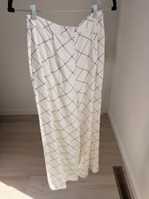 ASOS Cream Grid Pattern Wide Leg Pants Size 4