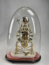 Large Victorian Brass Chain Fusee Skeleton Clock Under Dome