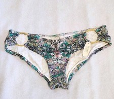 Victoria's Secret Medium O- Ring Cheeky Bikini Bottom Paisley Floral Swimwear M