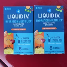 2 Pack Liquid I.V. Hydration Electrolyte Drink Mix For Kids Tropical Exp8/26