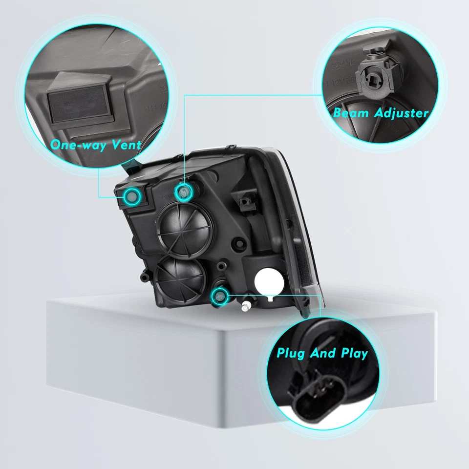 For 2009-2018 Dodge Ram 1500 2500 3500 Quad Chrome LH+RH Headlights/lamps 09-18 - Imagem 4 de 4