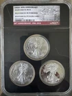 3 COIN SET - 2016 W Silver Eagles NGC MS70 30th Anniversary Burnished/Proof/MS