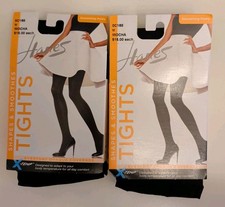 2 Pairs Hanes X-Temp Shapes  Smoothes Opaque Tights Mocha Medium