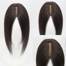 100 Human Hair Topper Toupee French Middle Part Lace Bangs Clip Wigs For Women