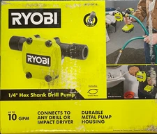 RYOBI 1/4" Hex Shank Drill Water Pump With Intake Hose
