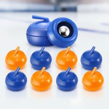 8 Mini Shuffleboard Pucks Tabletop Curling Game, Blue Orange