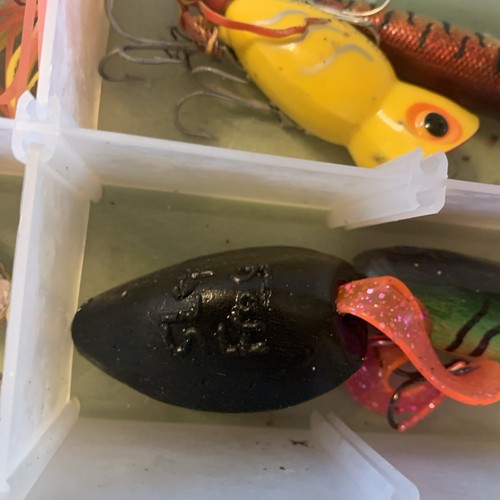 VINTAGE FISHING LURE MOST TOPWATER LOT With Box Slop Frog Scum Hula Snag Pruf - Picture 10 of 21
