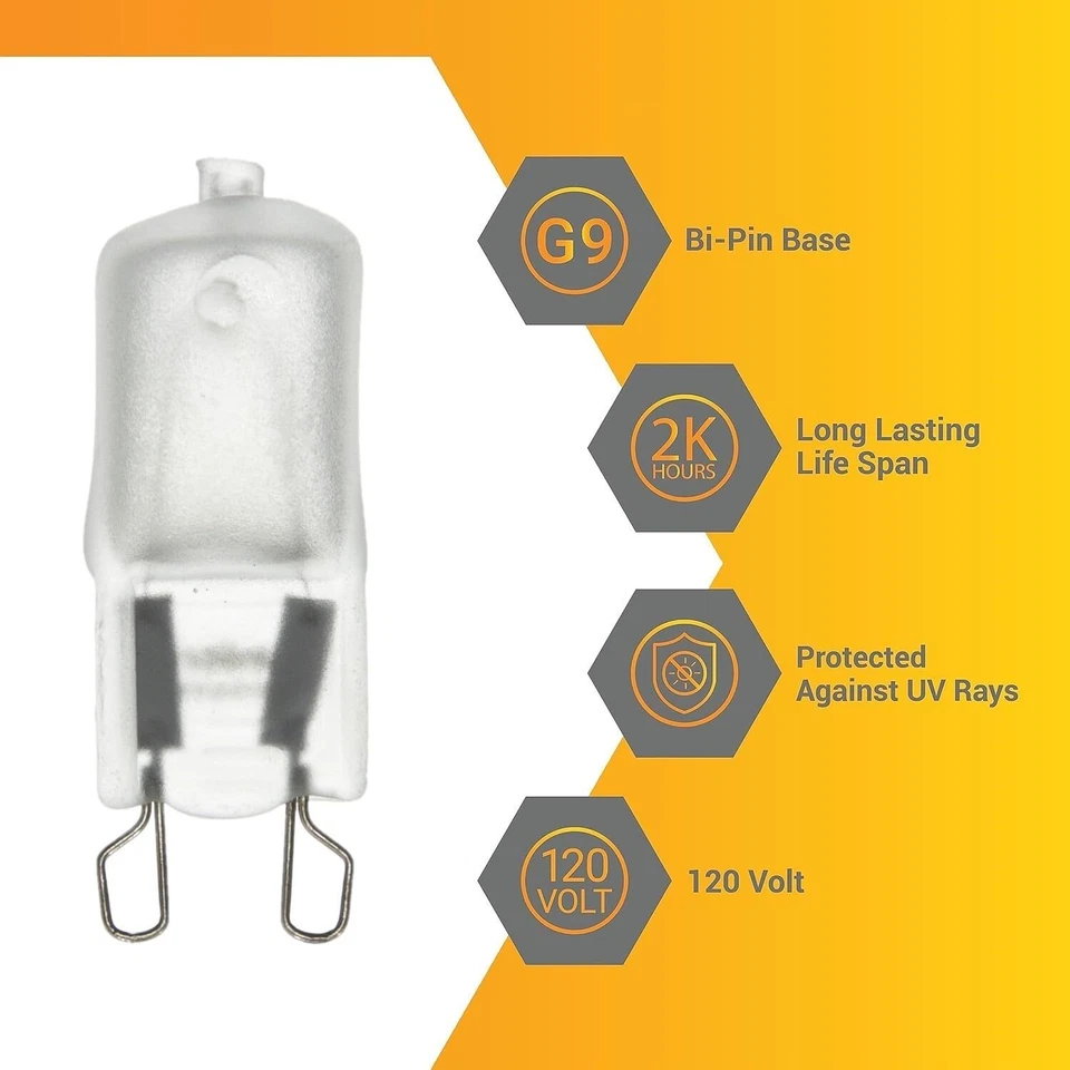 12Pack Single Ended T3.5 Bulb, G9 Wire Style Frosted Glass, 3200K, 60W, 720LM - Image 3 of 4