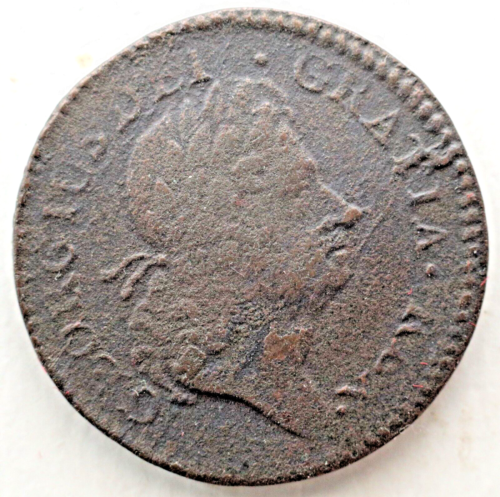KAPPYSCOINS G9758 1723 HIBERNIA HALF PENNY CENT COLONIALDARK FINE