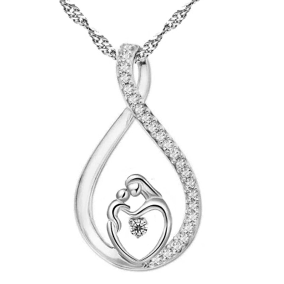Mother and Child Necklace Mom Daughter Son Infinity Heart Love