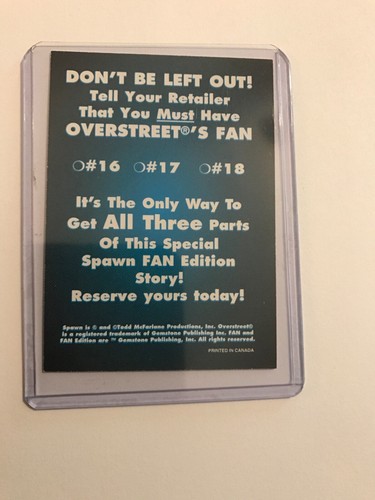 SPAWN Overstreet Fan Promo insert card; Gemstone 1993 NM; Todd McFarlane art - Picture 4 of 5