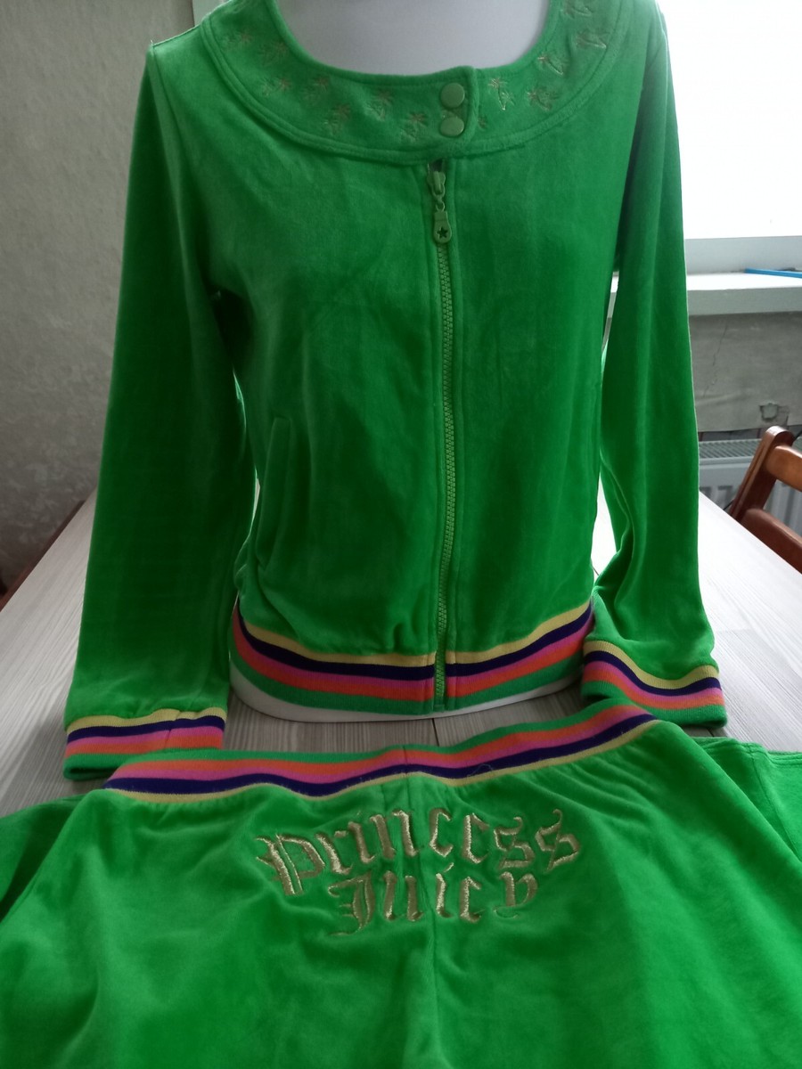 Vintage Juicy Couture Velour Tracksuit Jacket Pants Green Vintage Juicy Couture Velour Tracksuit Jacket Pants Green