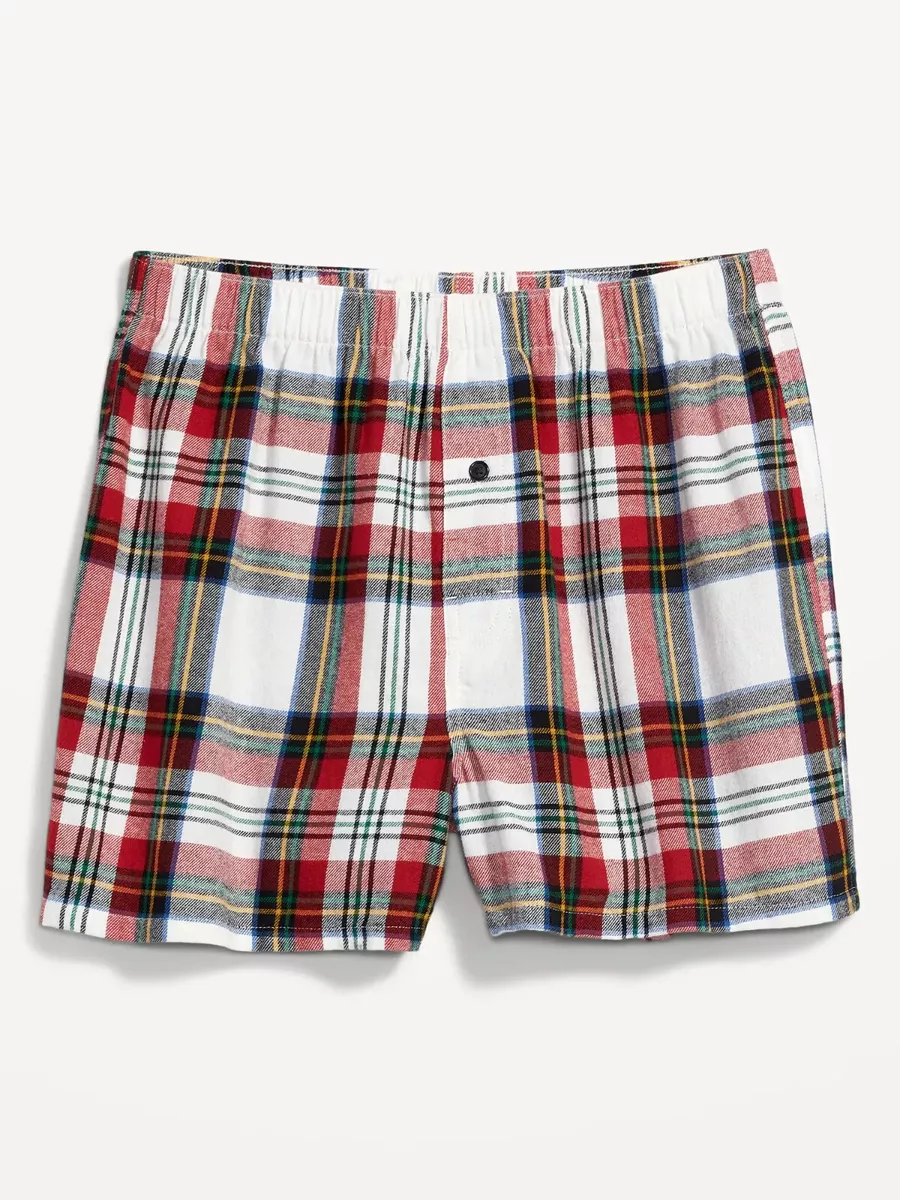 NWT Old Navy White Tartan Plaid Flannel Pajama Boxer Shorts Sleep Lounge  Men XXL