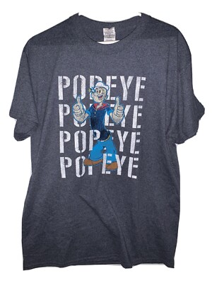 Gildan Design Cartoon Popeye Gray T-Shirt Size L