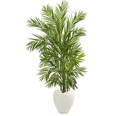 Areca Palm faux Tree In White Planter Natural 5  Realistic Decor
