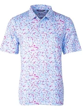 Cutter & Buck Pike Golf Polo Petal Floral Print Shirt Size L
