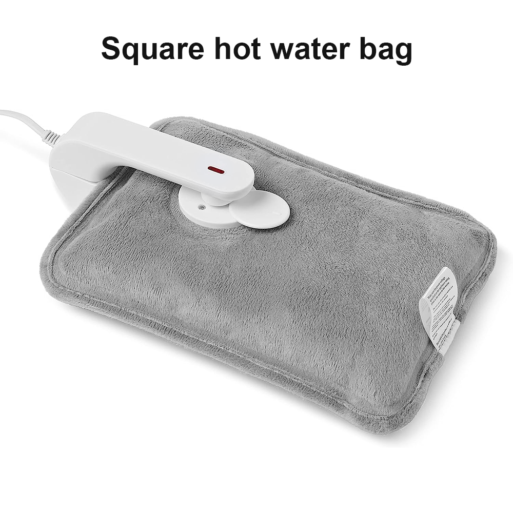 Grey Hot Water Bottle Rechargeable Bed Electric Hand Neck Cozy Warmer