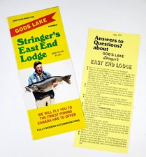 1983 Gods Lake Manitoba Stringer's East End Lodge Fly Fish VTG Travel Brochure