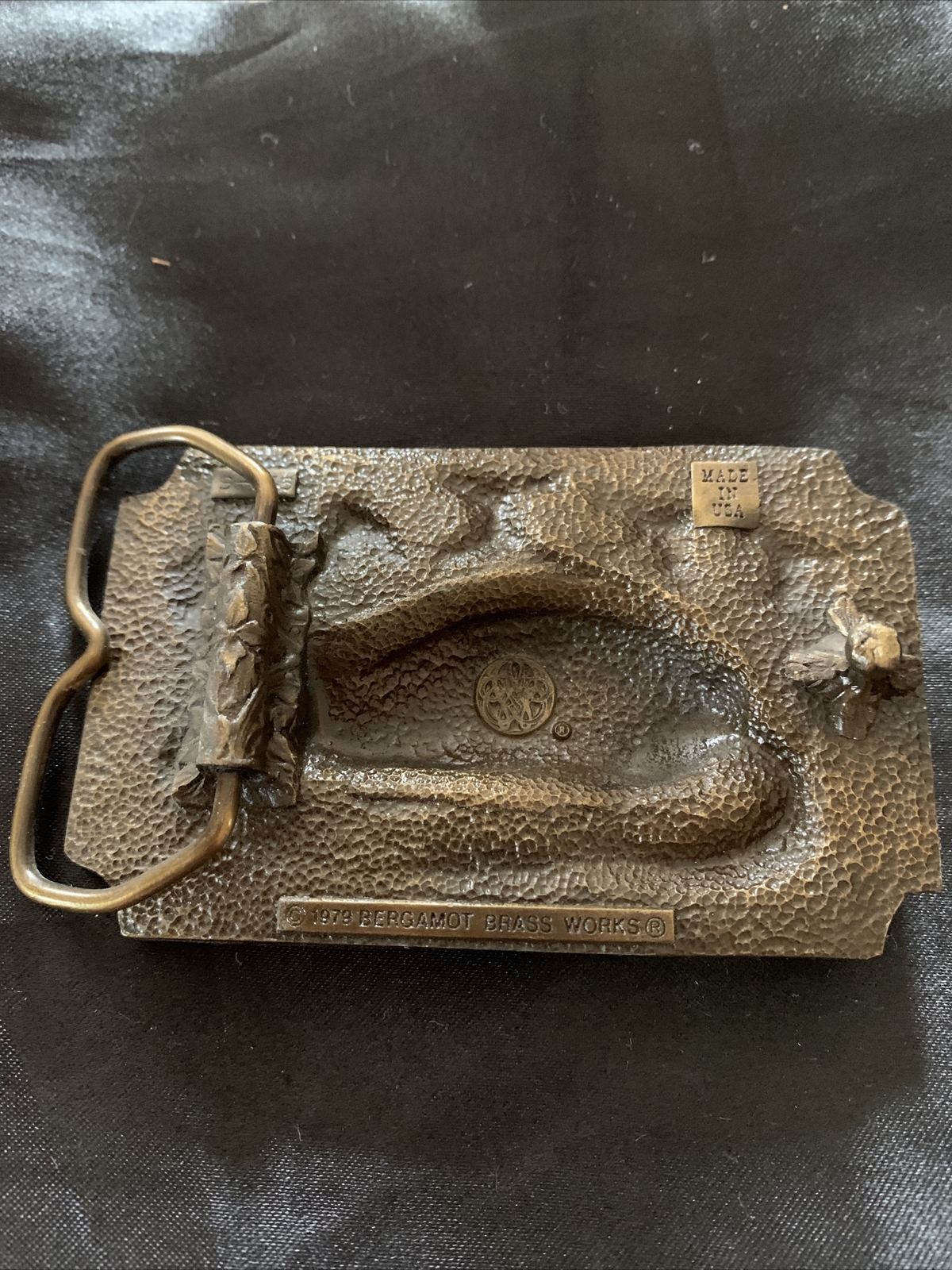 1979 Bergamot Brass Works Texas Armadillo Belt Buckle Gem