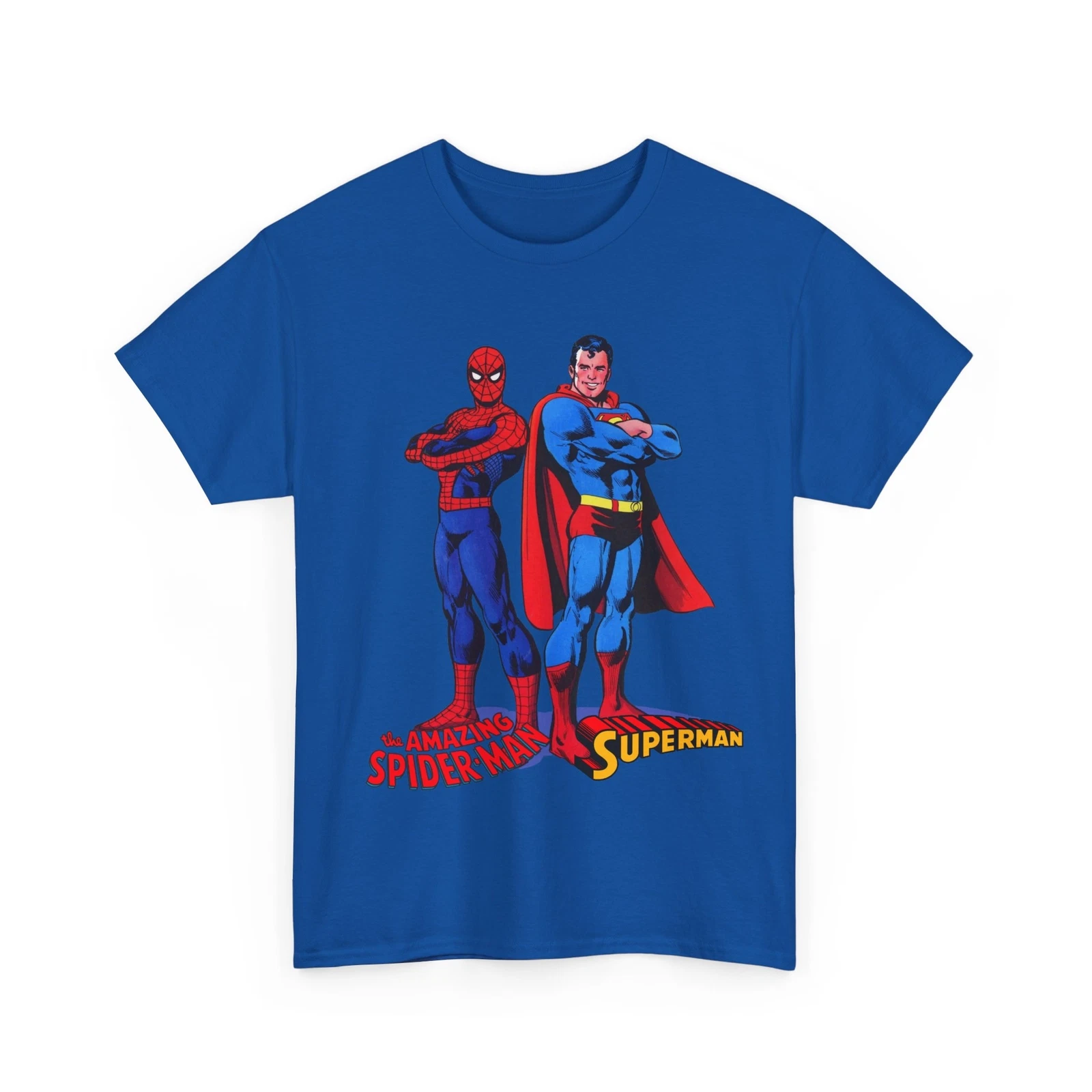 Amazing Spider-man, Superman T-Shirt - 1970s D.C Comics & Marvel Team-Up