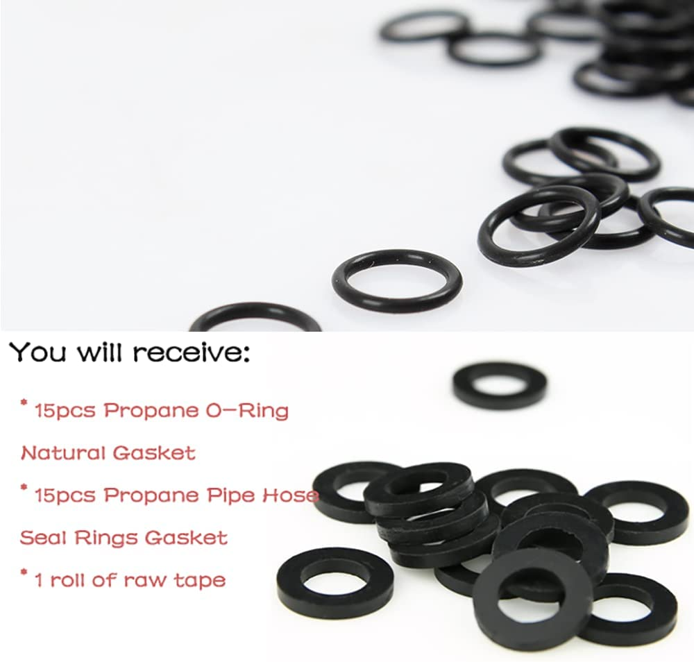 Vkerqerd 30Pcs Propane Tank Gasket & ORings with 1Roll PTFE Thread