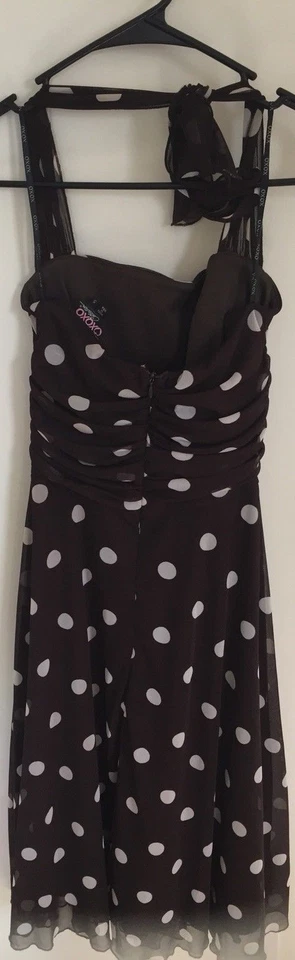 Vestido de sol halter a lunares de verano XOXO para mujer talla 5 años 50 marrón blanco Rockabilly Foto 2 de 4