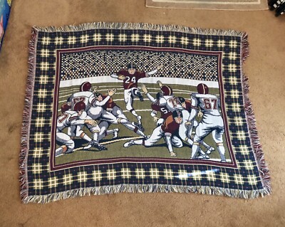 VTG Crown Crafts Wall Hanging Football Game Tapestry 40'' x 54'' Rug 