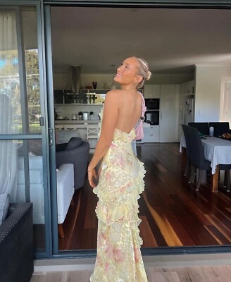 rialto floral chiffon maxi dress dupe strapless open back dress Rialto Floral Chiffon Maxi Dress- Women's Designer Luxury Dresses