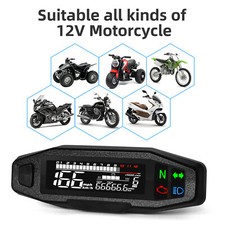 New Universal Lcd Digital Speedometer Odometer Tachometer 0-1200rpm For Moto