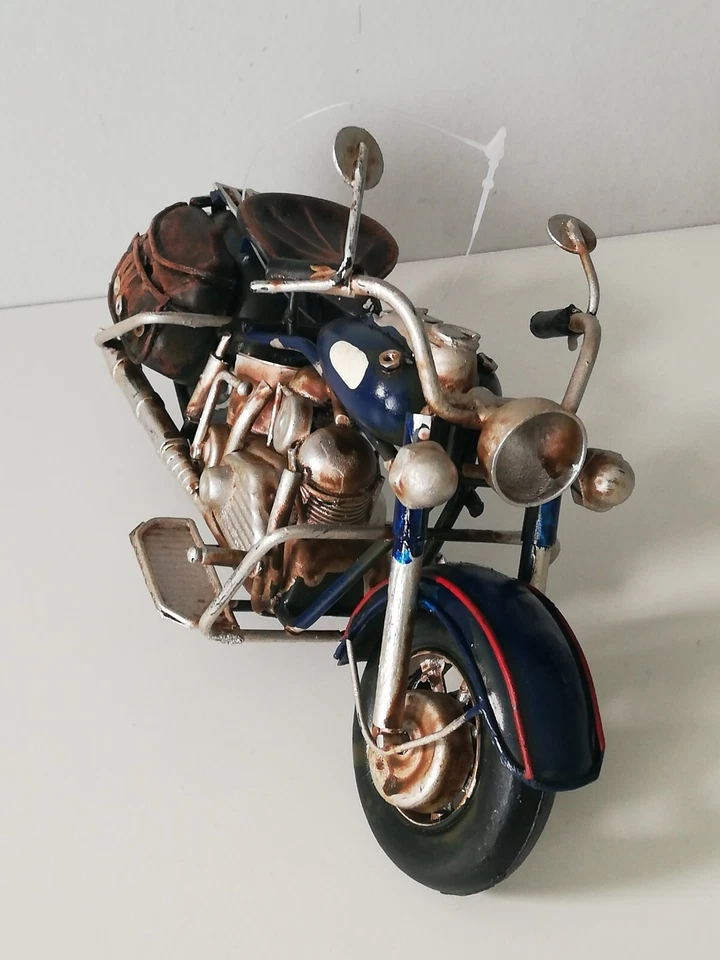 Vintage Handmade Iron Motorcycle Model Rustic Metal Art Motorbike Sculpture Gift - Image 2 of 4