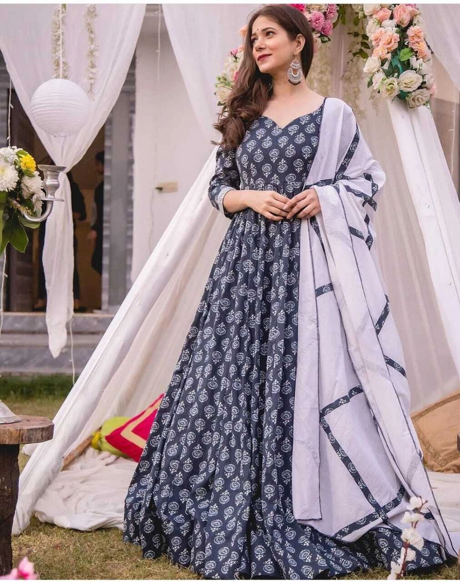 Wine Faux Georgette Floral Printed Gown With Dupatta - PinkSaree