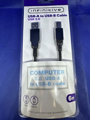Infinitive USB-A To USB-B Cable USB 2.0 6FT SEALED NEW Free Shipping 
