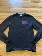 Camicia nera anni 90 vintage uomo taglia small manica lunga Y2K logo ricamato