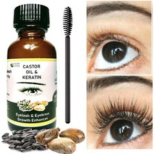 Eyelash  Eyebrow Growth CASTOR OIL  KERATIN Thickener Pure Organic By ALKAVITA