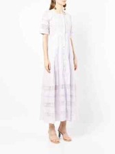 LoveShackFancy Womens Edie Crochet Floral Embroidered Laced Maxi Dress Cotton XS
