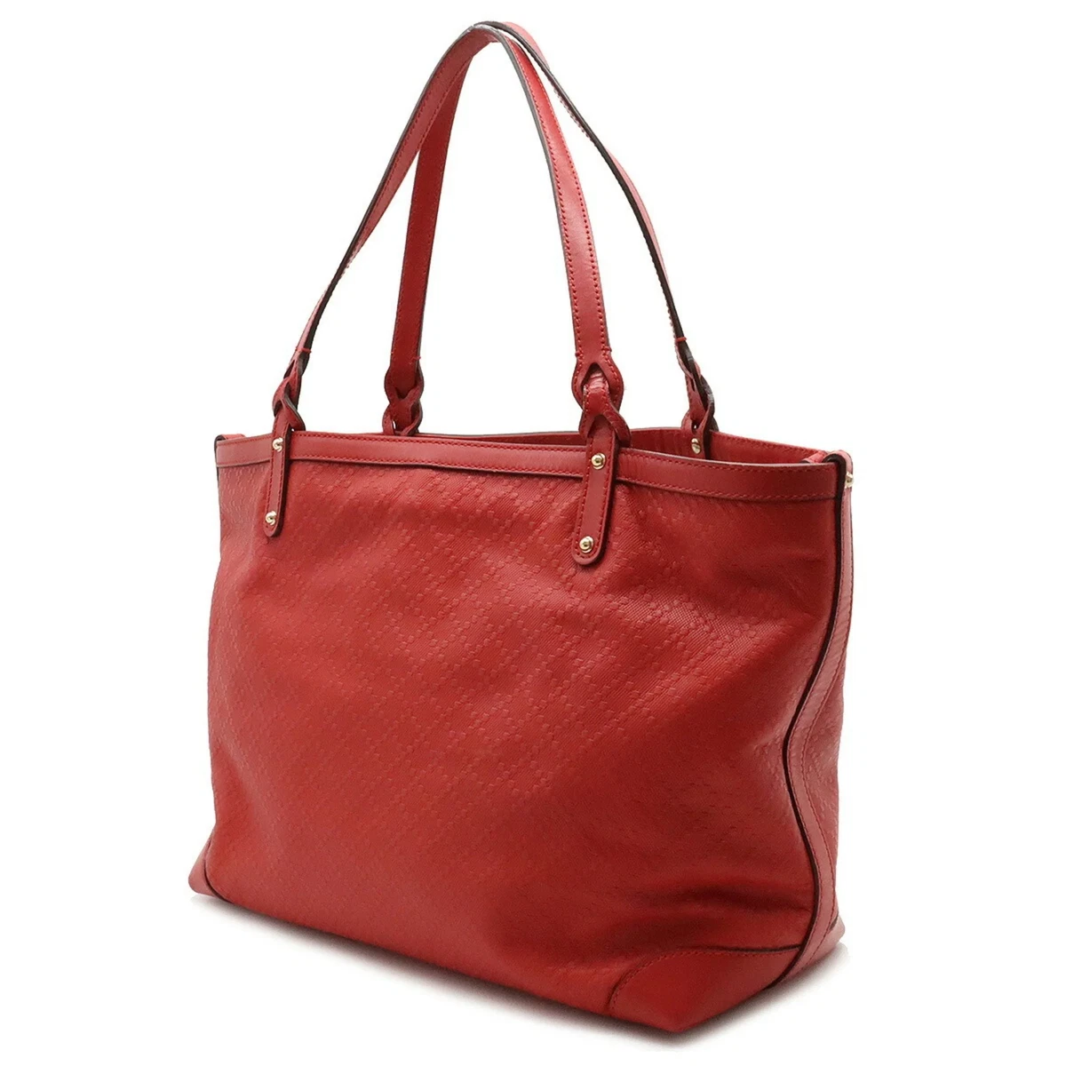 GUCCI Diamante Tote Bag Shoulder Leather Red 247209