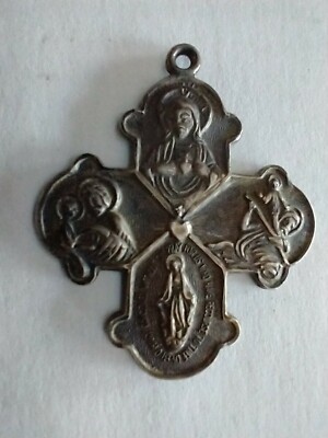 Vintage Catholic Creed Sterling Silver 4 Way Cross Religious Medal | eBay