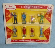 Vintage Lead Barclay Little People Figures, Mint on Original Card Set of 8