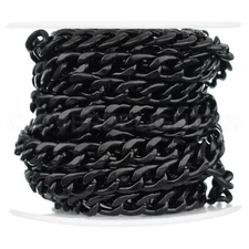 Curb Chain - 6x8mm - Dark Black Color - Craft Jewelry Bulk Roll - 10 50 Feet