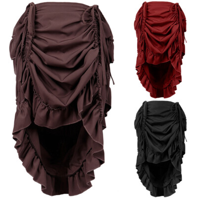 Women's Gothic Steampunk Skirt High-Low Bustle Skirt Renaissance Skirt New