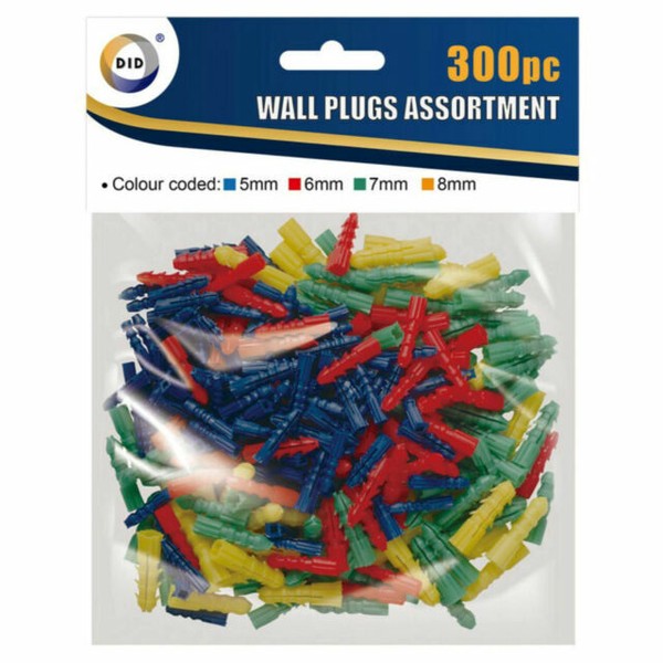 300 X Wall Plugs Assorted Raw DIY Plug Brick Walls Set Screw 5mm 6mm