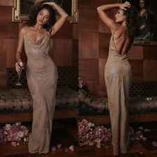 House of CB 'Gabrielle' Shimmer Cafe Au Lait Maxi Dress