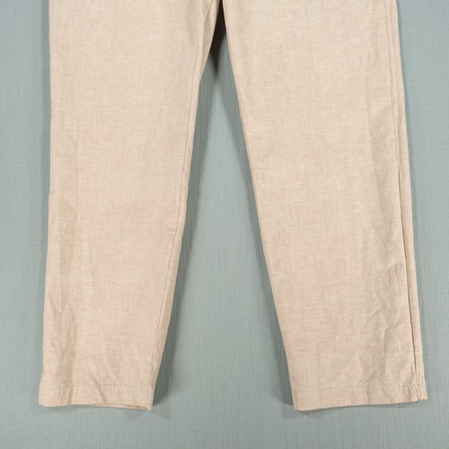 Uniqlo Linen Trousers Mens Medium Beige Pants Lightweight Holiday Beach Rivera - Picture 13 of 24