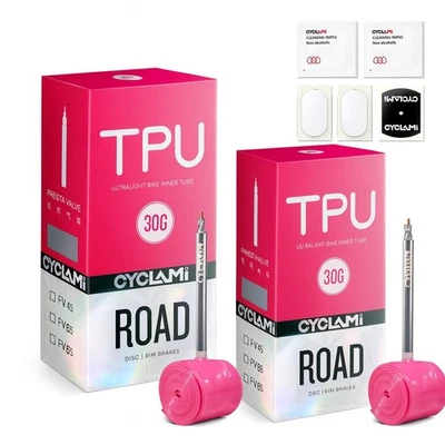 2x TPU Schlauch CYCLAMI Rennrad Gravel MTB Fahrradschlauch Prestaventil 45 65 85