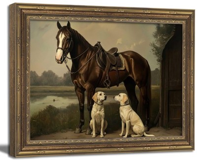 Vintage Gold Framed Wall Art, Vintage Equestrian Wall Art Decor Rustic Horse ...