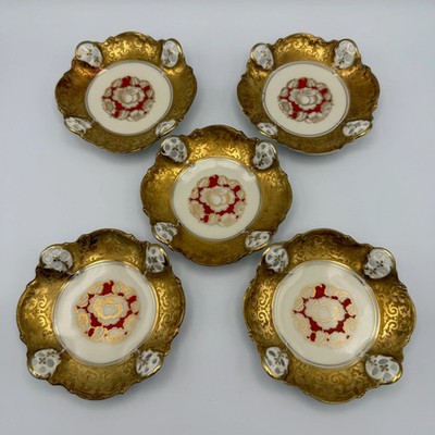 5er Set antike Rosenthal Kronach Tellerchen I Dekor Rosemarie I Konfektteller Go