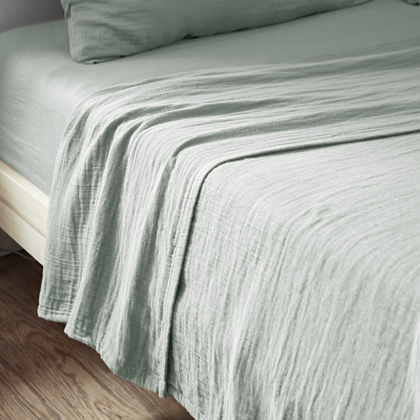 Drap plat 240x300 gaze de coton eucalyptus grand lit double 100% coton respirant